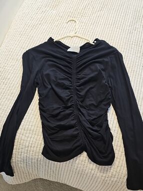 Modern Citizen Black Ruched Long-Sleeve Top